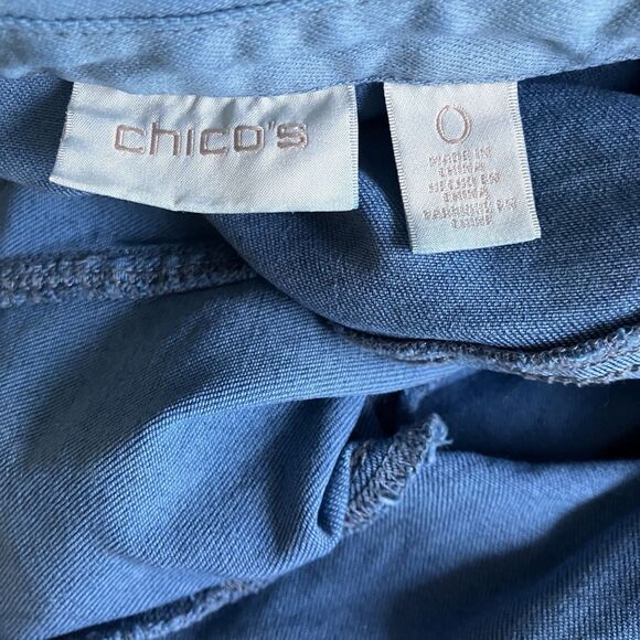 CHICO’S sz S / sz 0 Pigment Blue Cotton Stretch Classic Denim Jeans Jacket - Picture 5 of 6
